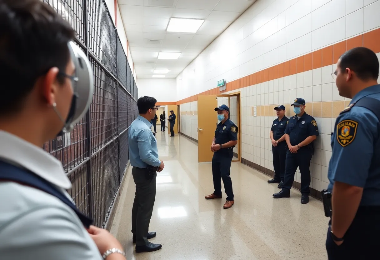 Exterior view of Jessamine County Detention Center with security personnel