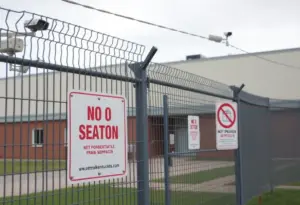 Exterior view of Jessamine County Detention Center highlighting security features.