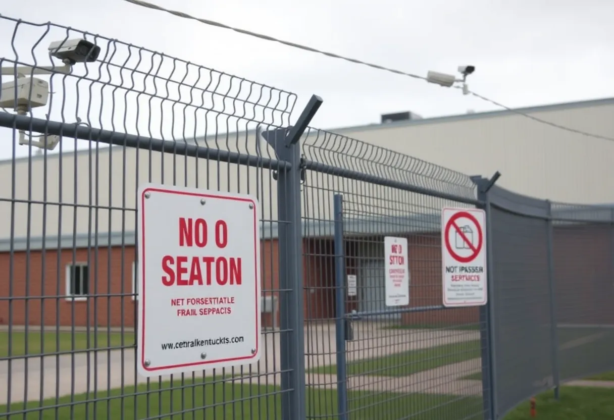 Exterior view of Jessamine County Detention Center highlighting security features.