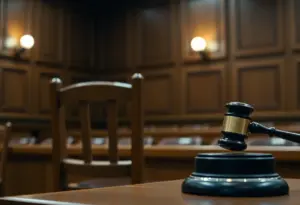 Courtroom representing justice for child abuse victims