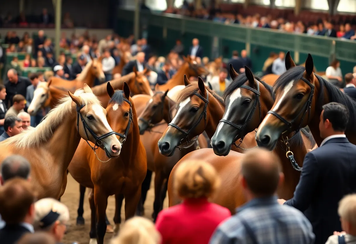Thoroughbred horses at Keeneland's January auction event