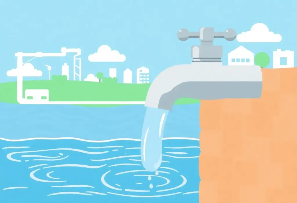 Water flowing from a tap symbolizing improved water infrastructure