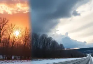 Kentucky landscape showcasing warm winter temperatures