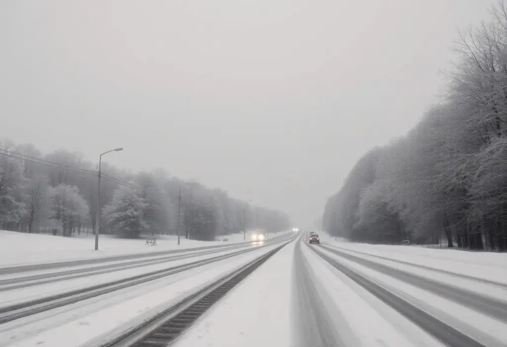 Snow-covered landscape in Kentucky during an Arctic blast