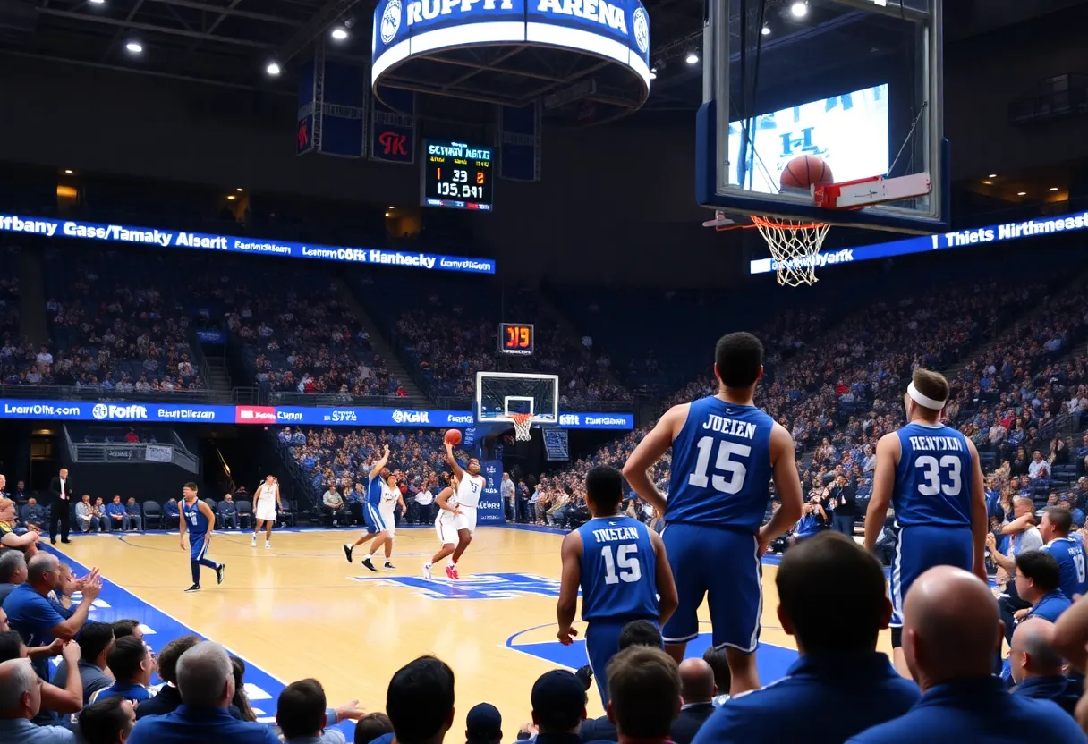 Kentucky Wildcats basketball team playing against North Carolina Central