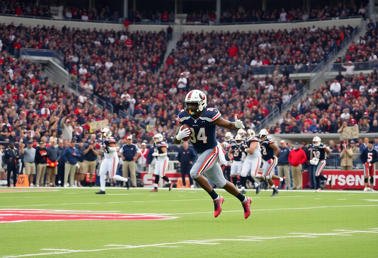 Football players celebrating a championship victory at Kroger Field