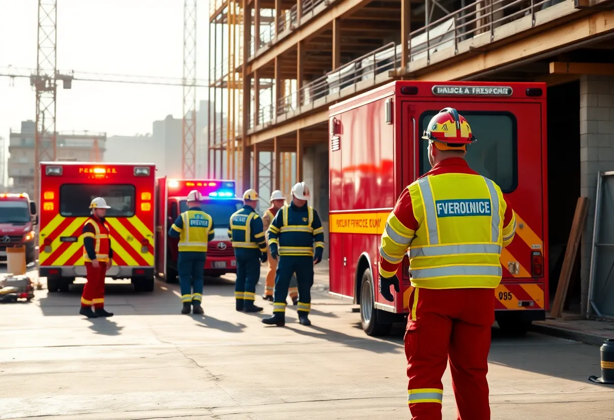 Emergency response at a construction site in Lexington due to a carbon monoxide incident