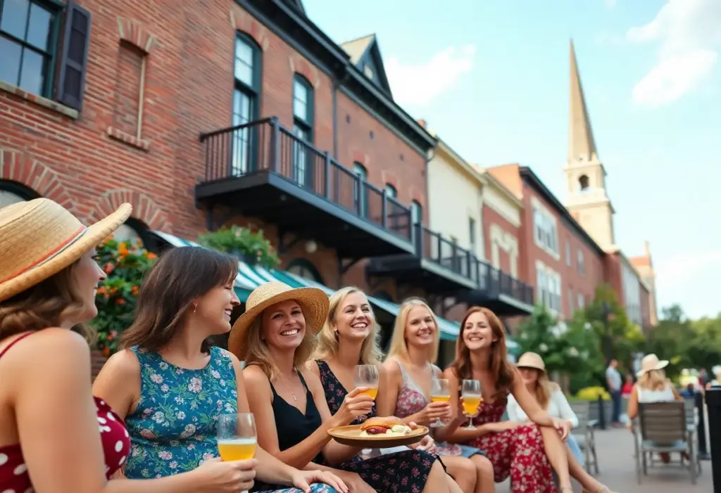 Women enjoying various activities in Lexington, Kentucky on a girls' weekend retreat.