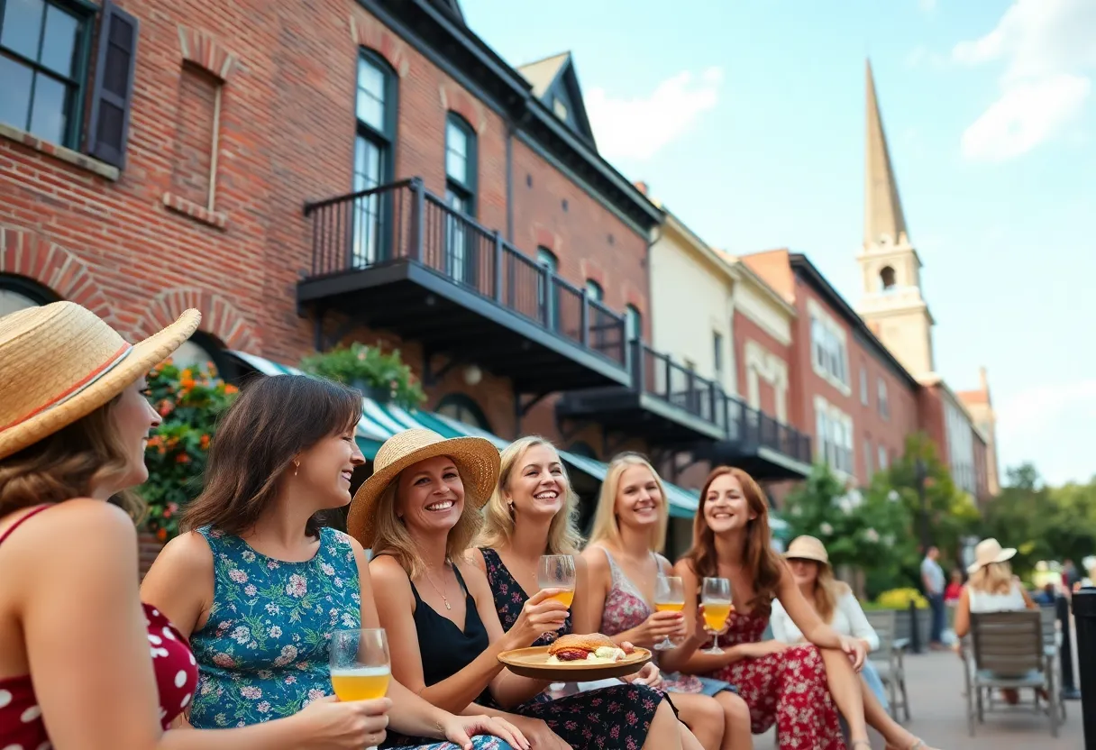 Women enjoying various activities in Lexington, Kentucky on a girls' weekend retreat.