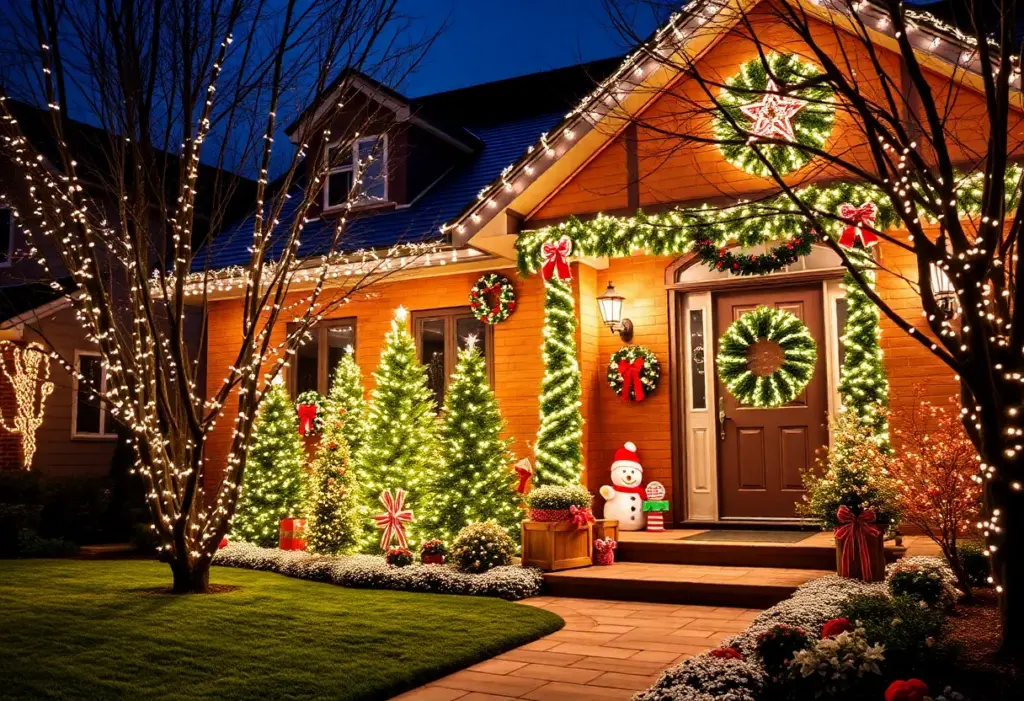 Holiday light display at a family's home in Lexington for cystic fibrosis fundraiser
