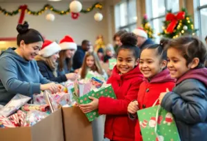 Volunteers at the Lexington Toy Drive sorting gifts for children in need during the holiday season