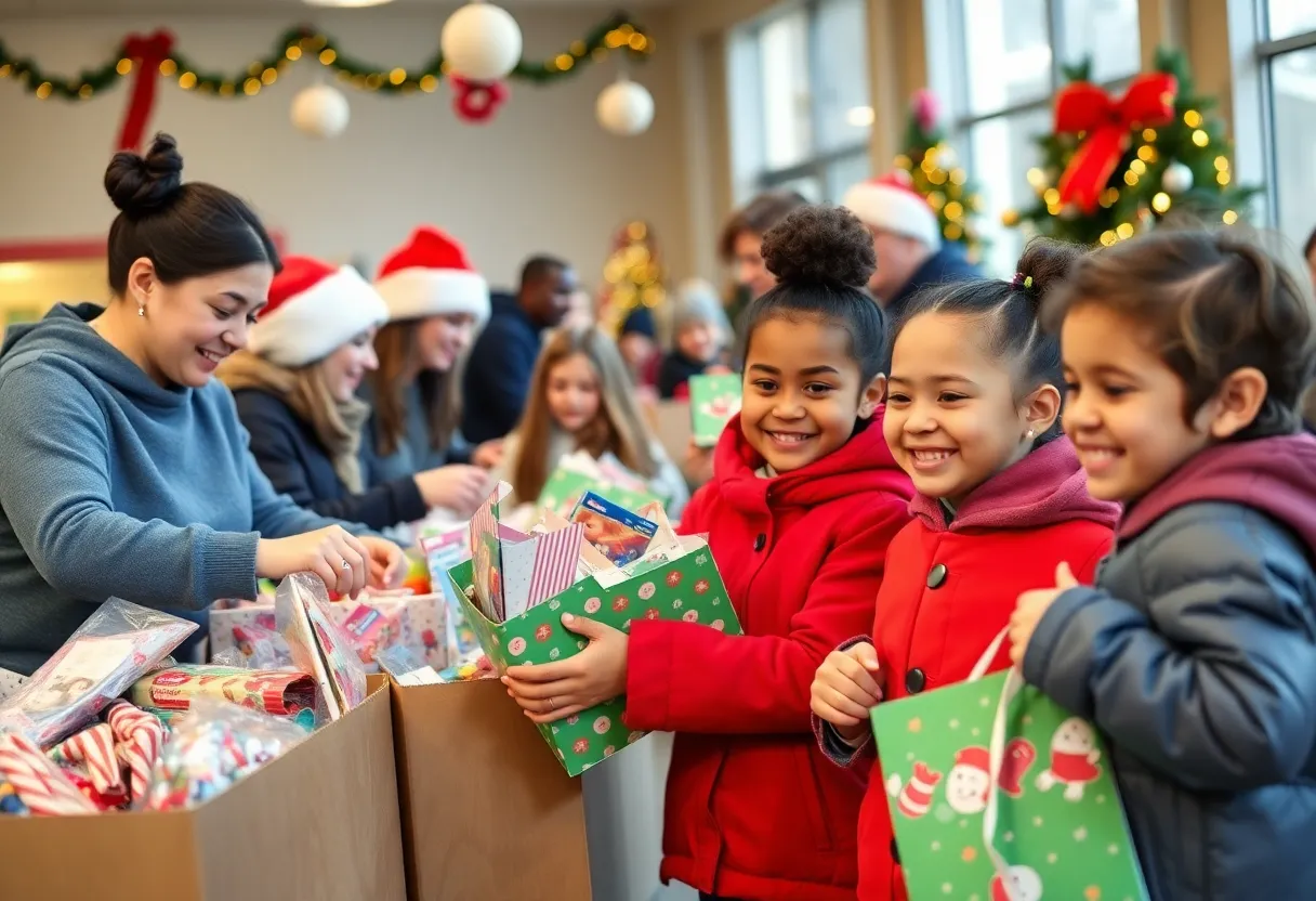 Volunteers at the Lexington Toy Drive sorting gifts for children in need during the holiday season