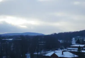 Winter landscape in Lexington Kentucky with snow and cloudy skies