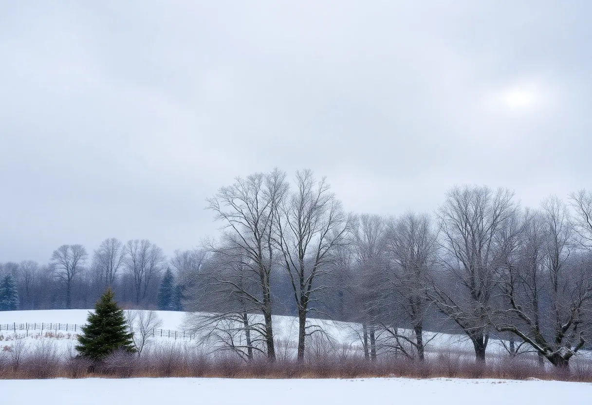 Cloudy winter landscape in Lexington, Kentucky