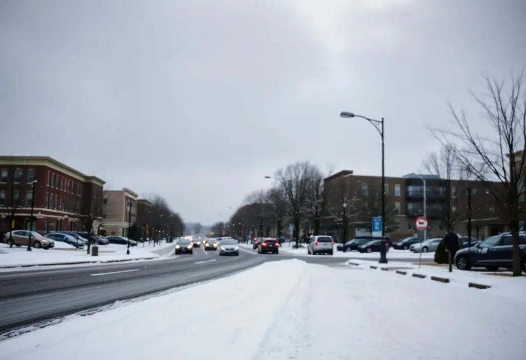 Cold weather with light snow flurries in Lexington, Kentucky