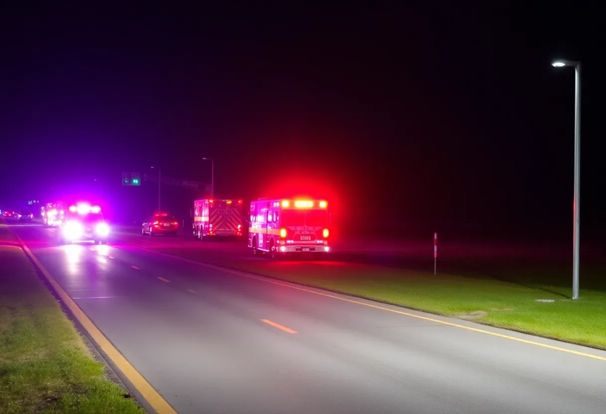 Emergency services responding to a crash on Liberty Road in Lexington, Kentucky