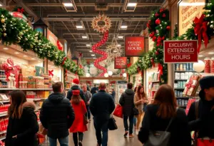 Shoppers at a local store in Lexington during the holiday season looking at deals and offers