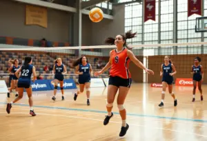 Outside hitter Morgan Gaerte playing volleyball