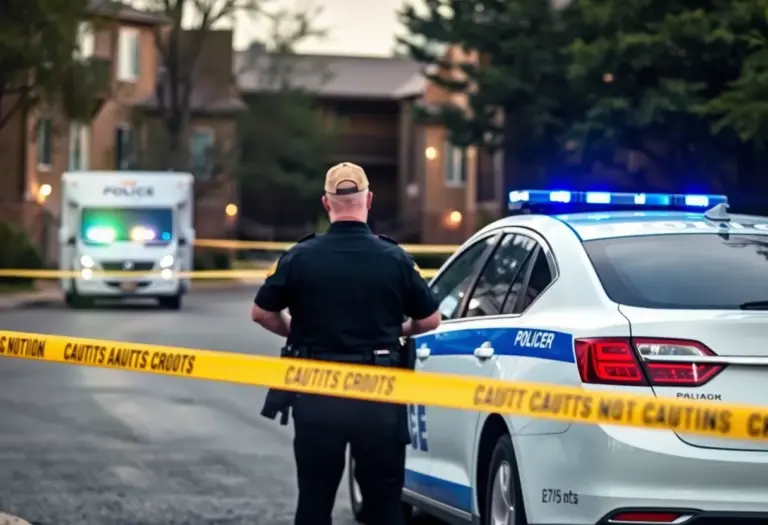 Police investigation scene with caution tape at Richmond apartment complex