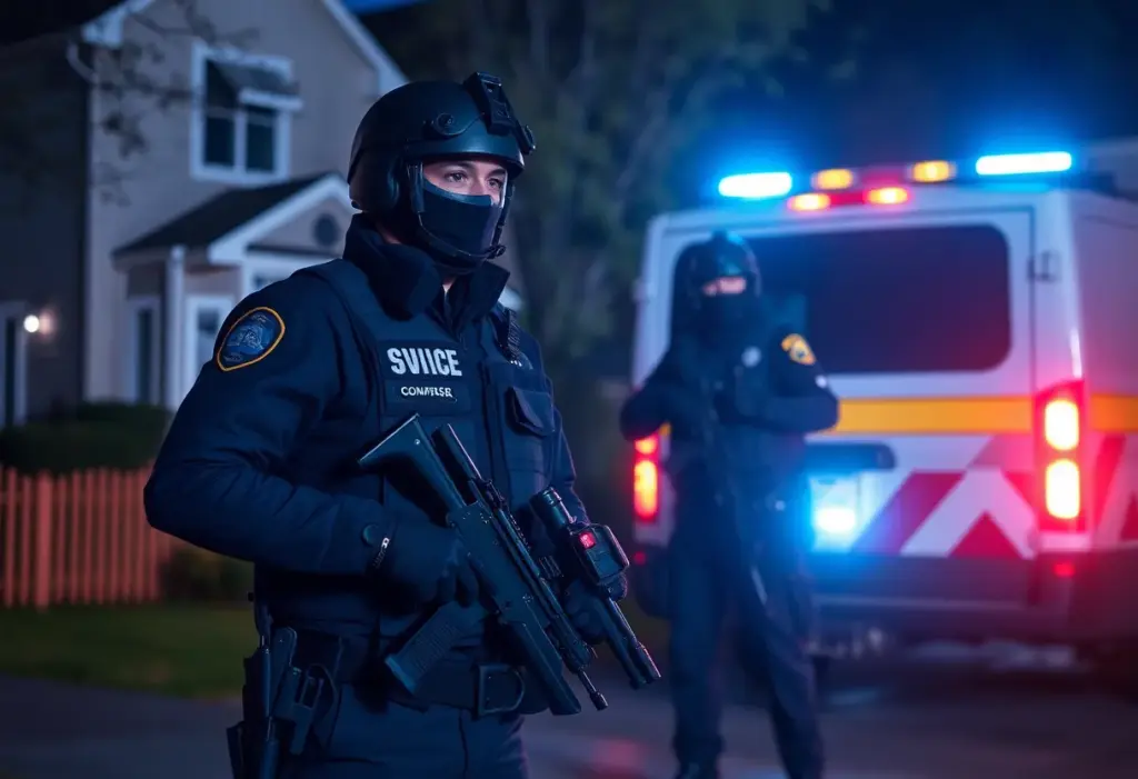 Police officers responding to a barricade situation in Hopkinsville