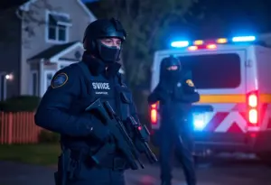 Police officers responding to a barricade situation in Hopkinsville