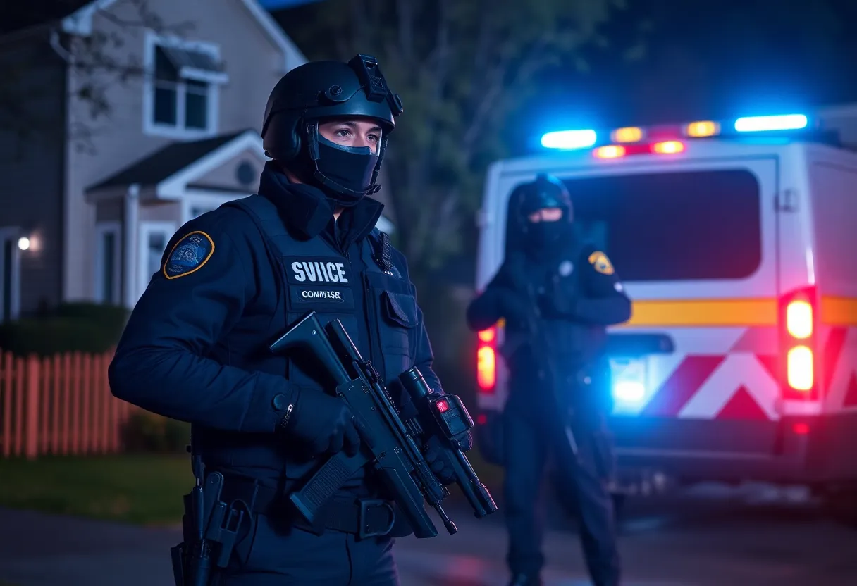 Police officers responding to a barricade situation in Hopkinsville