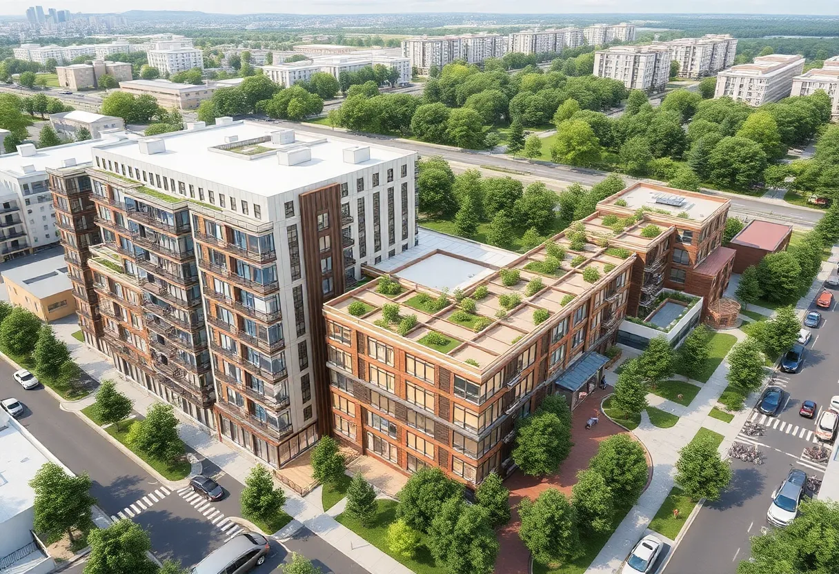Conceptual rendering of The Railyard mixed-use development in Lexington, Kentucky
