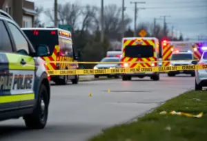 Police cordon at a stabbing investigation scene in Lexington, Kentucky.