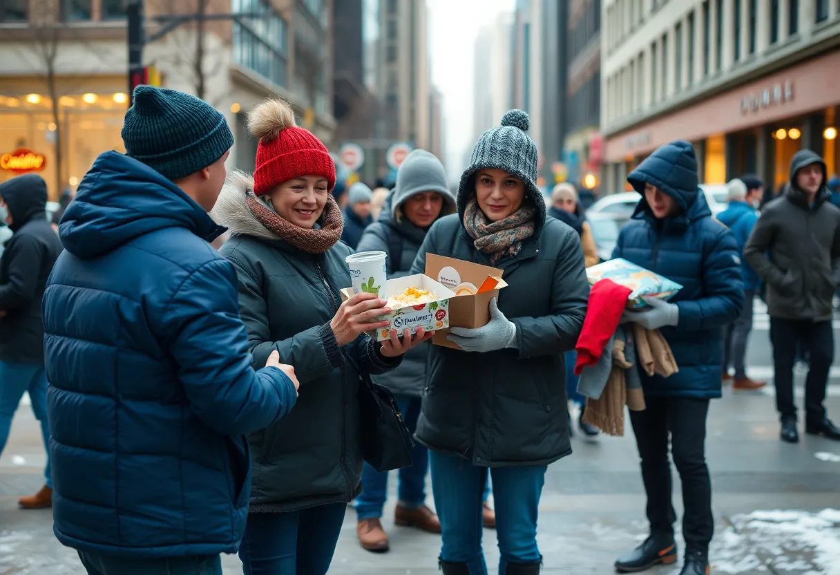 Volunteers providing food and clothing to the unhoused community in Lexington