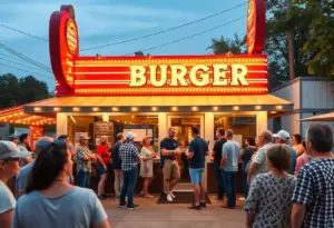 Community members gathering outside Tolly Ho restaurant reflecting on memories.