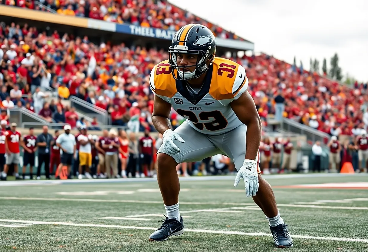 Kentucky football player Ty Bryant in action during a game.