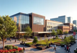Visual representation of the new arts district at the University of Kentucky including the College of Fine Arts and theater.