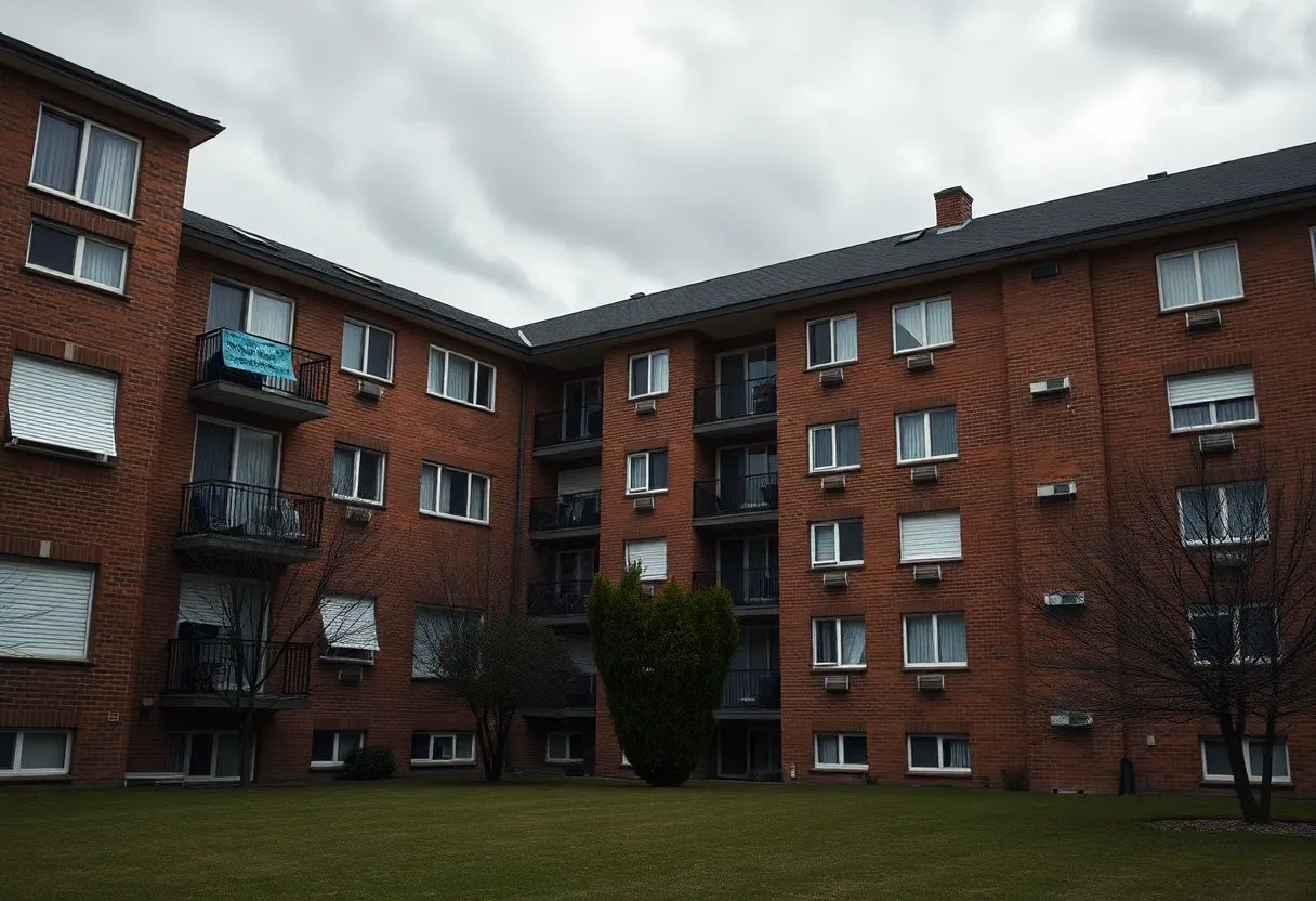 Exterior view of a university apartment complex