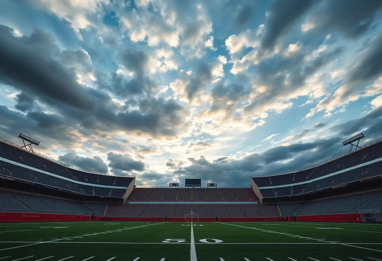 Empty football stadium of the University of Kentucky