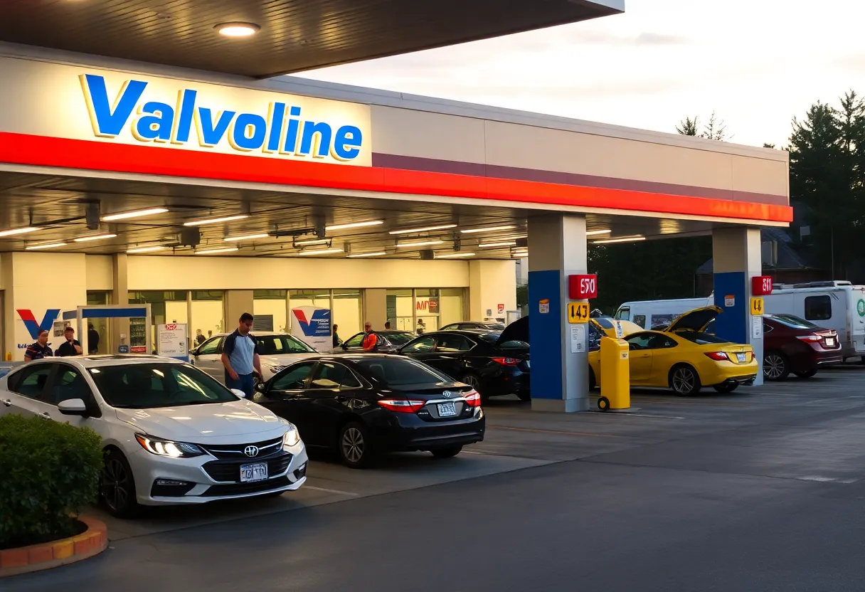 Valvoline service center with vehicles being serviced