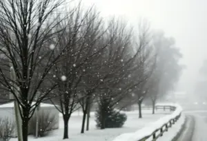 Cold winter scene in Lexington with snow and cold temperatures