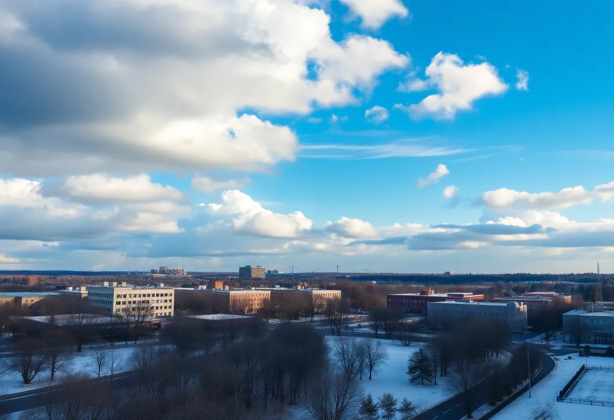 Scenic view of Lexington, Kentucky during winter with partial clouds.