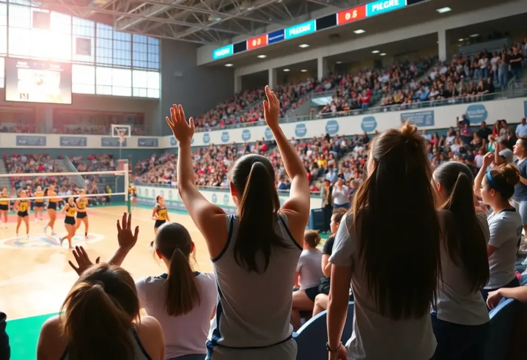Dynamic action during the Women's Volleyball Championship match