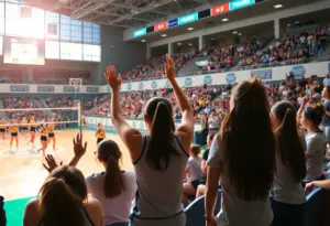 Dynamic action during the Women's Volleyball Championship match