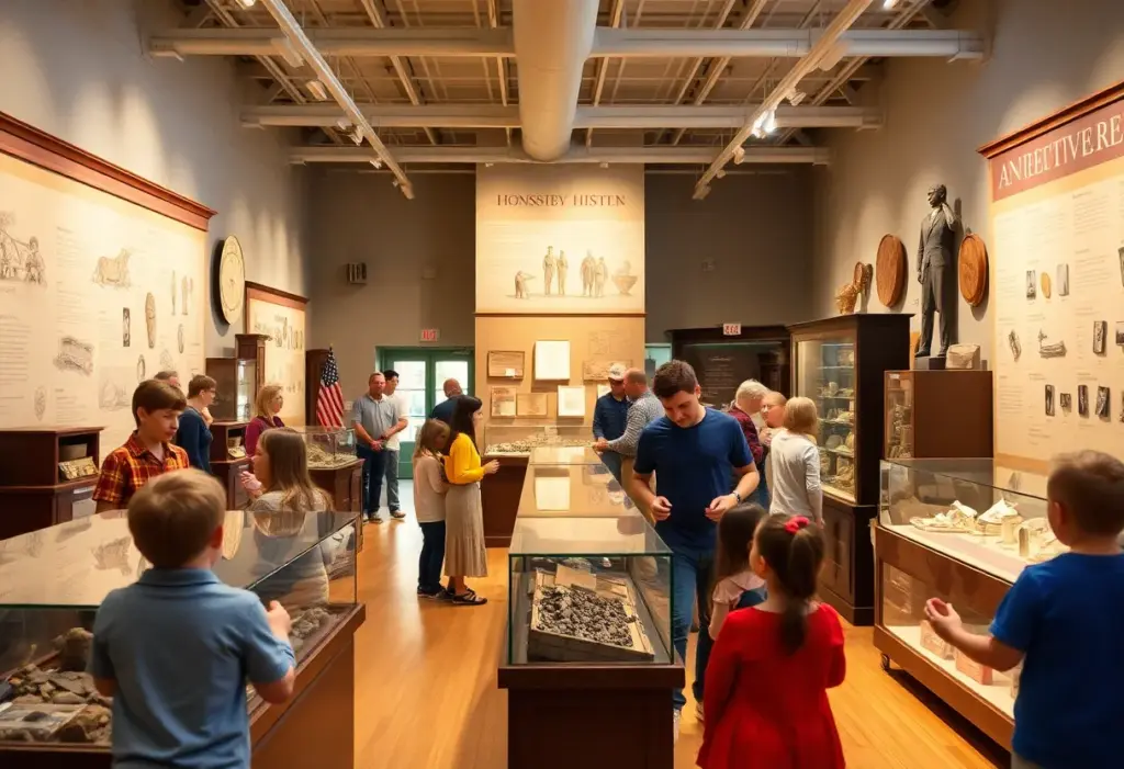 Families exploring interactive exhibits at the Frazier Kentucky History Museum during America250 celebrations.