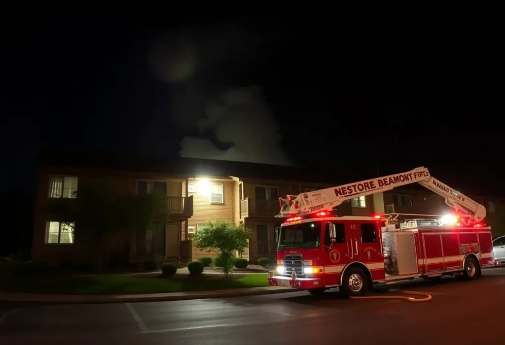 Firefighters responding to a fire at Beaumont Farms Apartments in Lexington