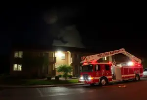 Firefighters responding to a fire at Beaumont Farms Apartments in Lexington