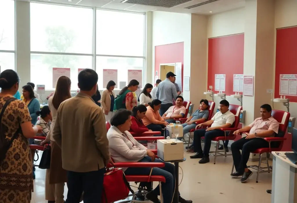 People donating blood in a Kentucky Blood Center