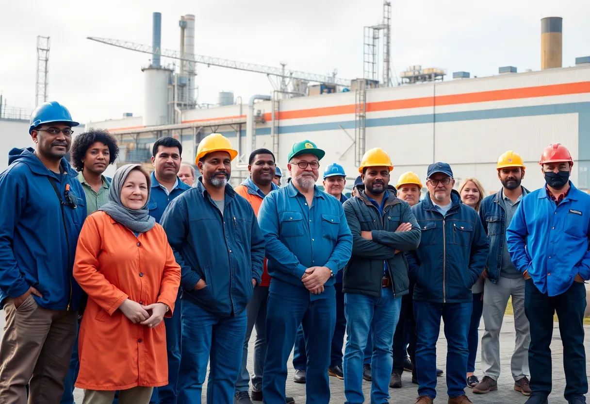 BlueOval SK employees standing together in solidarity