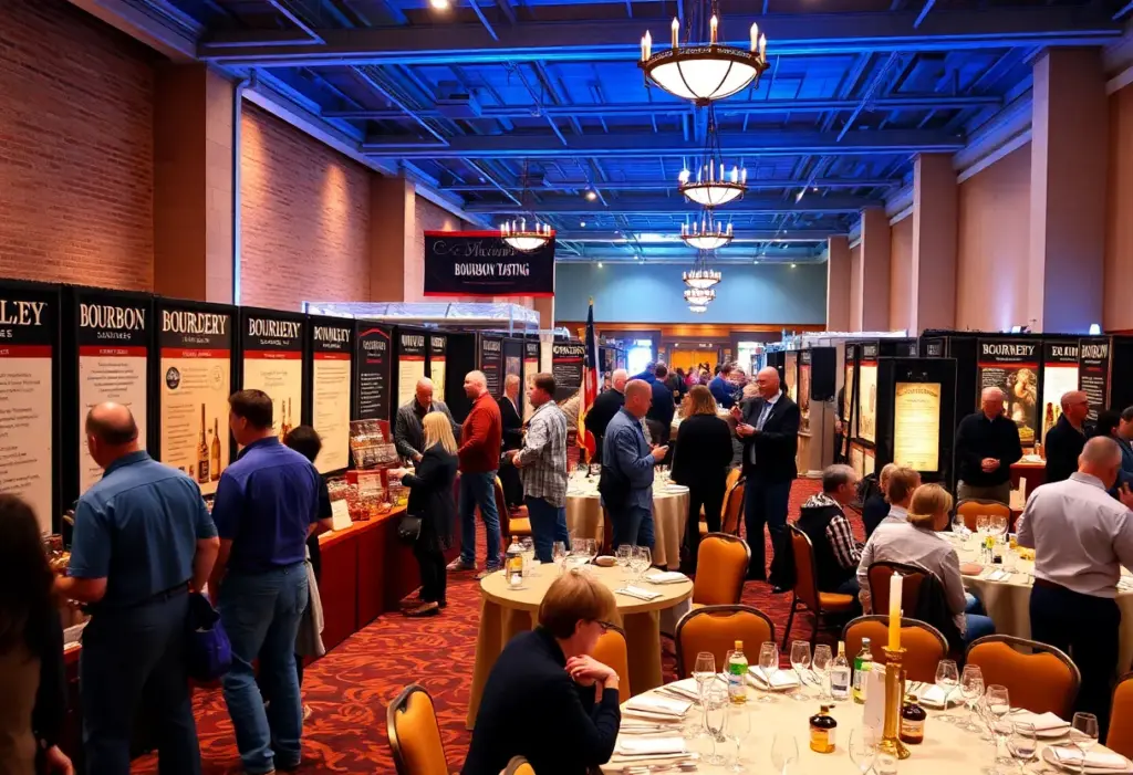 People enjoying bourbon tastings at BourbonCon in Lexington