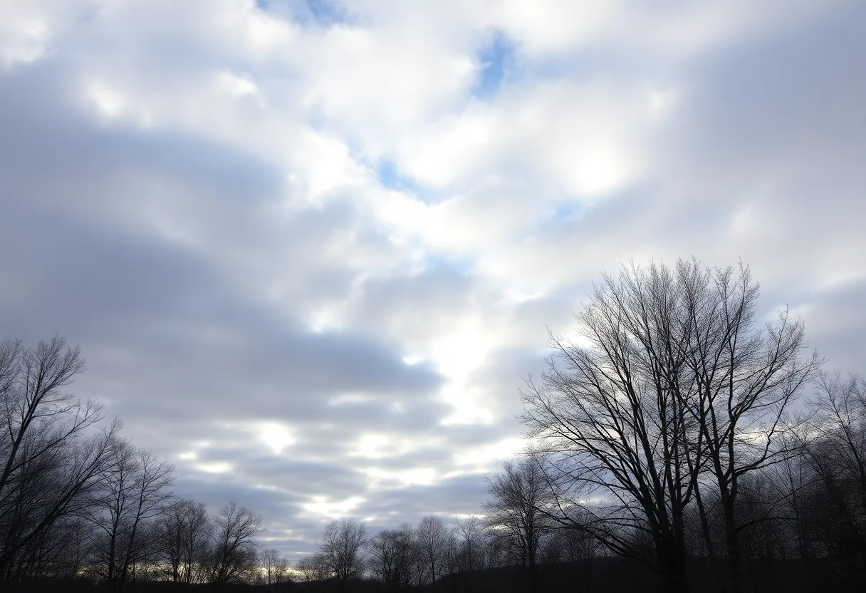 Overcast sky over Lexington, Kentucky during winter