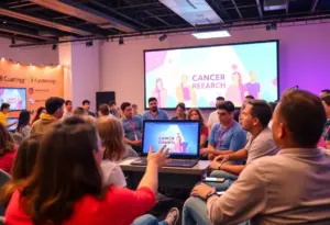 Image depicting a virtual fundraising event for pediatric cancer research