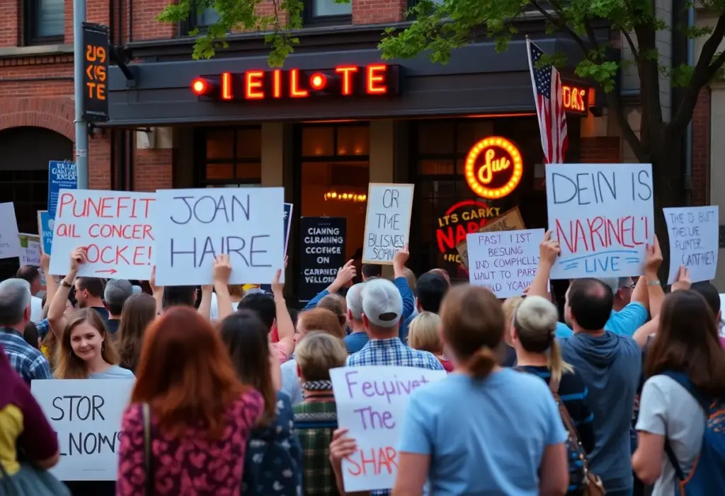 Community members rallying for a music venue in Lexington, Kentucky.