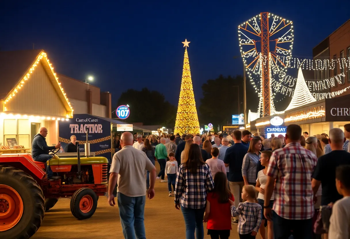 A vibrant community event in Lexington featuring entertainment and lights.