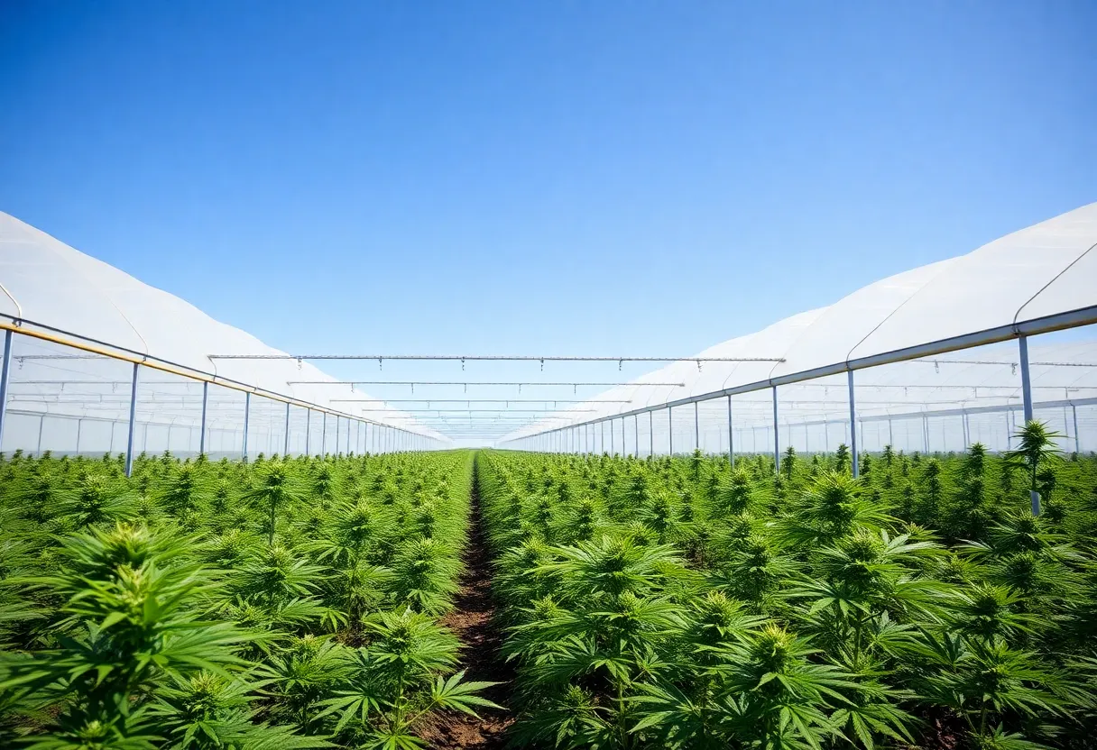 Cannabis plants being harvested at Dark Horse Cannabis facility in Richmond, Kentucky.